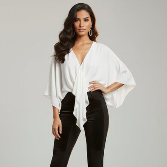 Sugarlips Blouse Top Tiered Flowy Top Off White Open Sleeve Y2k 2000s Size XS - Picture 1 of 16